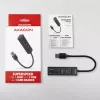 Axagon HMA-CR3A Metalen USB 3.2 Gen 1 multi-poort hub met drie USB-aansluitingen en kaartlezer