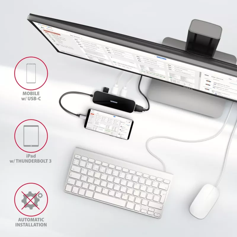 Axagon HMC-6H4A USB 3.2 Gen 1 hub, 4x USB-A, HDMI 4K/30Hz, PD 100W, 20 cm USB-C-kabel