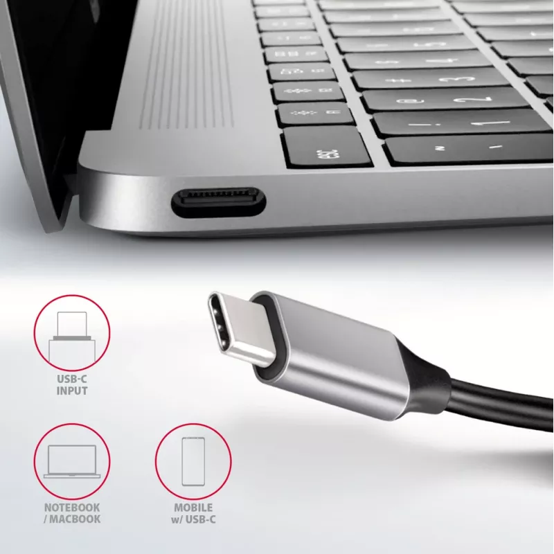 Axagon HMC-6H4A USB 3.2 Gen 1 hub, 4x USB-A, HDMI 4K/30Hz, PD 100W, 20 cm USB-C-kabel