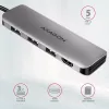 Axagon HMC-HCR3A 3x USB-A+ HDMI+ SD/microSD USB-C 3.2 Gen 1 hub 20cm bekabelde USB 3.2 Gen 1 (3.1 Gen 1) Type-C grijs
