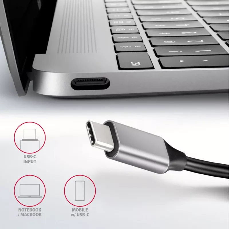 Axagon HMC-HCR3A 3x USB-A+ HDMI+ SD/microSD USB-C 3.2 Gen 1 hub 20cm bekabelde USB 3.2 Gen 1 (3.1 Gen 1) Type-C grijs
