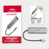 Axagon HMC-HCR3A 3x USB-A+ HDMI+ SD/microSD USB-C 3.2 Gen 1 hub 20cm bekabelde USB 3.2 Gen 1 (3.1 Gen 1) Type-C grijs