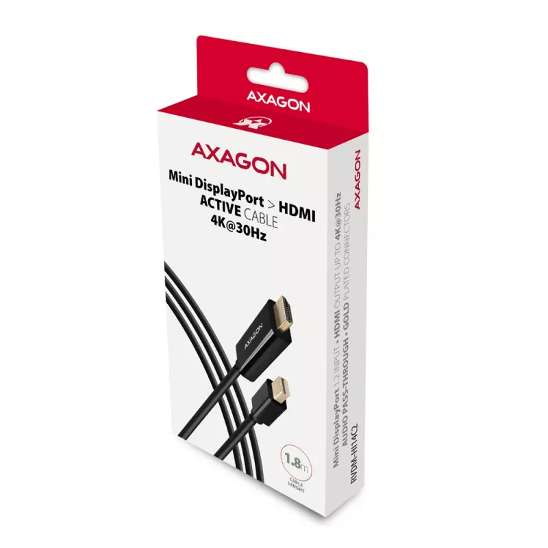 Axagon RVDM-HI14C2 Mini DisplayPort naar HDMI adapterkabel 4K 30Hz 1,8m