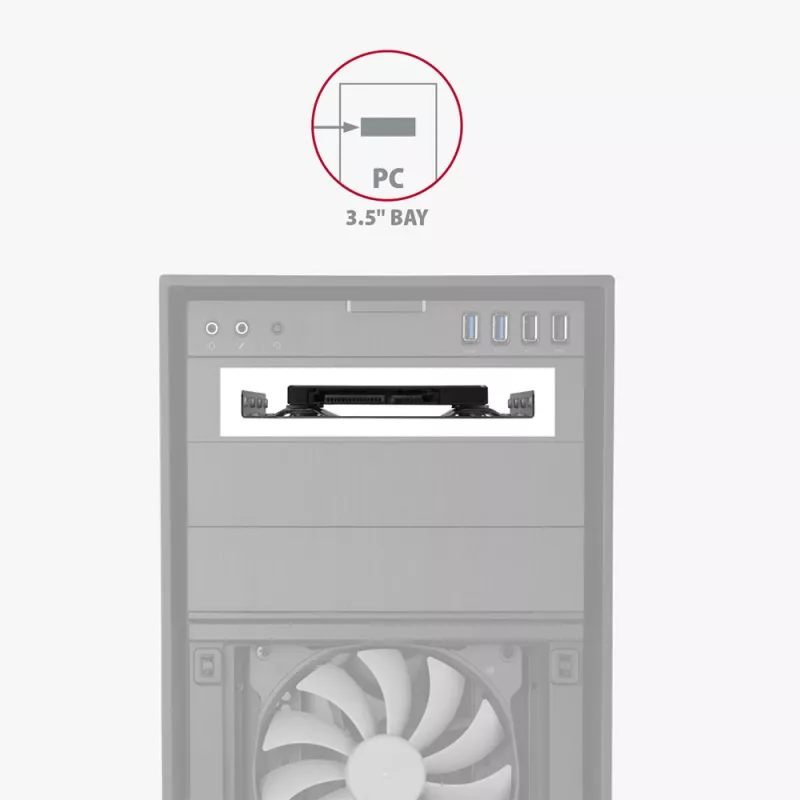 Axagon RHD-125S Houder voor 1x 2,5 inch HDD/SSD in 3,5 inch bay, metaal, grijs