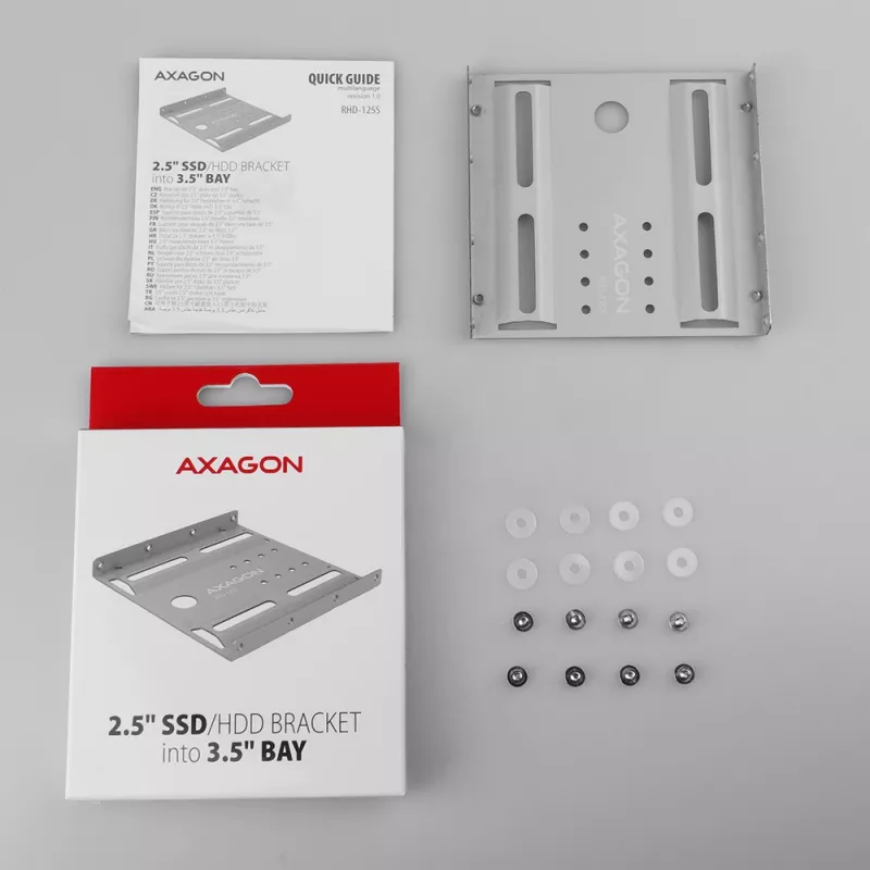 Axagon RHD-125S Houder voor 1x 2,5 inch HDD/SSD in 3,5 inch bay, metaal, grijs