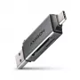 Axagon CRE-DAC USB-C+ USB-A 5 Gbps MINI 2-slot & LUN SD/microSD kaartlezer USB 3.0 Type-A/Type-C grijs