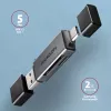 Axagon CRE-DAC USB-C+ USB-A 5 Gbps MINI 2-slot & LUN SD/microSD kaartlezer USB 3.0 Type-A/Type-C grijs