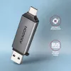 Axagon CRE-DAC USB-C+ USB-A 5 Gbps MINI 2-slot & LUN SD/microSD kaartlezer USB 3.0 Type-A/Type-C grijs