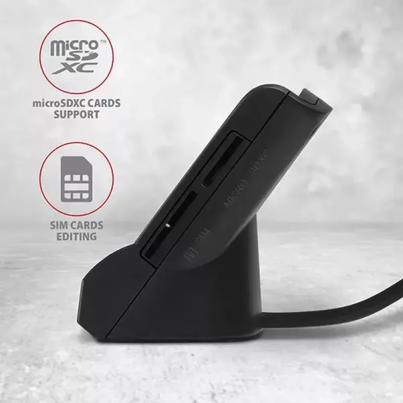 Axagon CRE-SM2 Smartcard-lezer USB 2.0 zwart 1,3m kabel