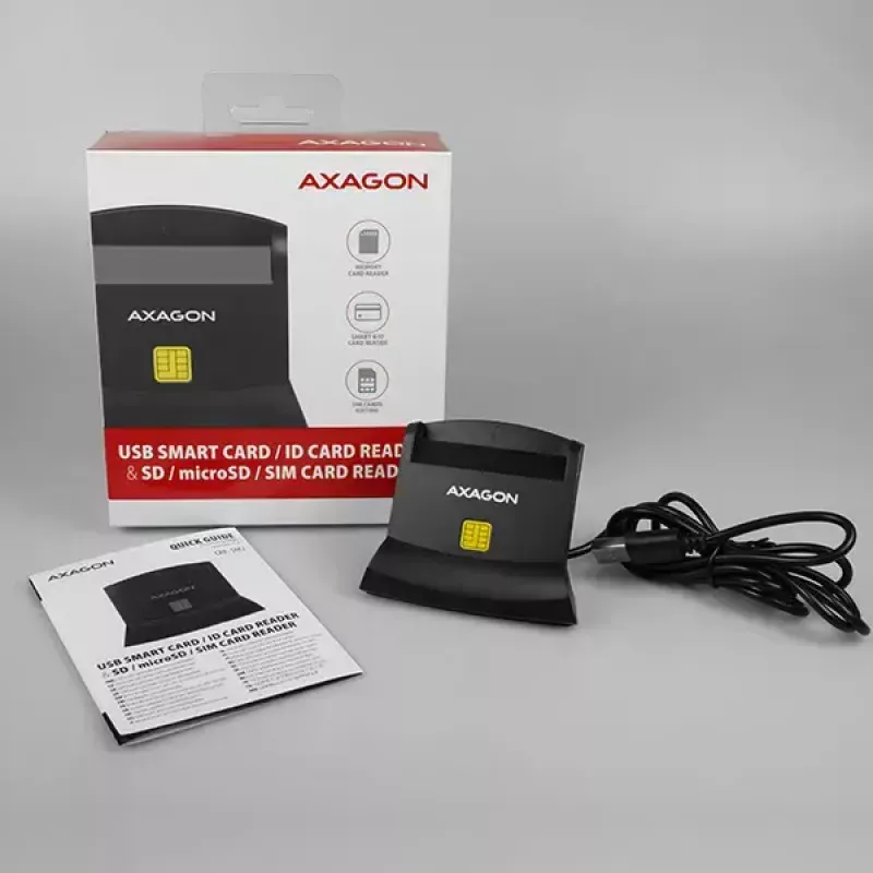Axagon CRE-SM2 Smartcard-lezer USB 2.0 zwart 1,3m kabel