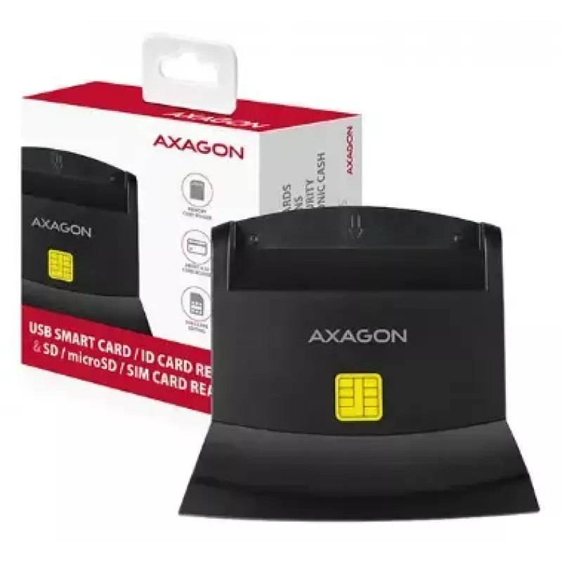 Axagon CRE-SM2 Smartcard-lezer USB 2.0 zwart 1,3m kabel