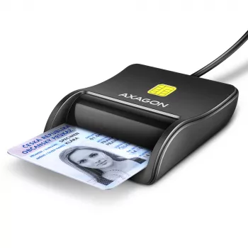Axagon CRE-SM3N USB-A smartcard-/ID-kaart platte lezer, USB 2.0, 1,3 m, zwart, 57 g
