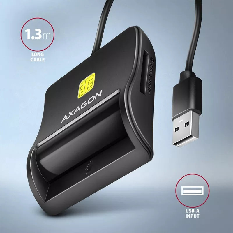 Axagon CRE-SM3SD USB smartcard- & SD/microSD/SIM platte kaartlezer indoor USB 2.0 zwart