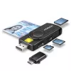 Axagon CRE-SMP2A USB smartcard- & SD/microSD/SIM PocketReader kaartlezer indoor USB Type-A/USB Type-C zwart