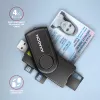 Axagon CRE-SMP2A USB smartcard- & SD/microSD/SIM PocketReader kaartlezer indoor USB Type-A/USB Type-C zwart
