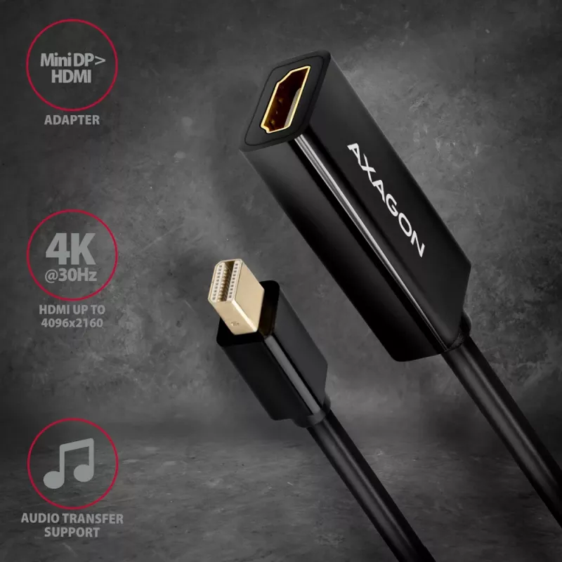 Axagon RVDM-HI14N Mini DisplayPort -> HDMI 1.4-adapter 4K/30Hz