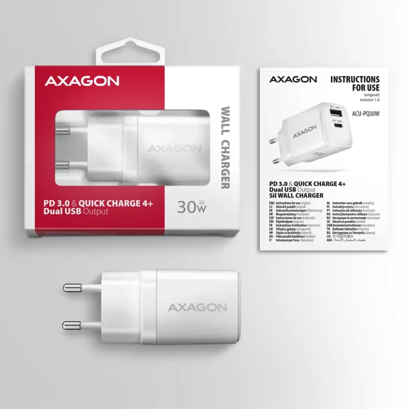 Oplader Axagon ACU-PQ30W QC3.0 30W USB-C wit
