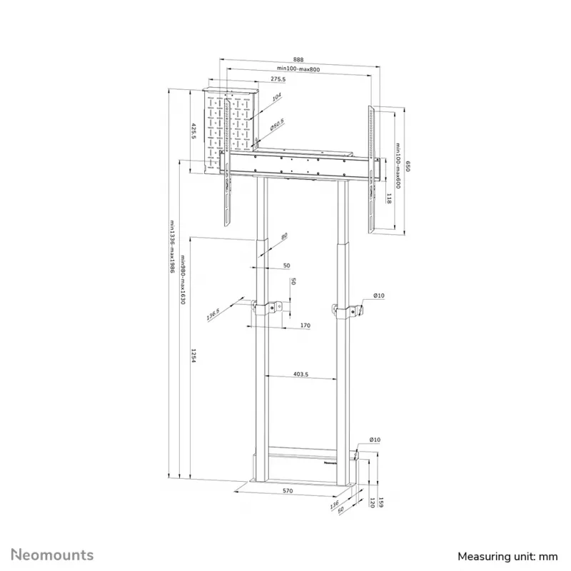 Neomounts WL55-875BL1 TV-vloerstandaard 55-100 inch - wand - gemotoriseerd - TÜV