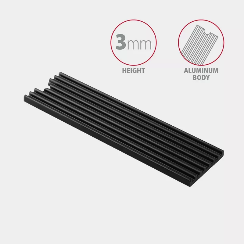 Axagon CLR-M2L3 passieve aluminium koelbody voor alle M.2 SSD's, maat 2280, hoogte 3 mm