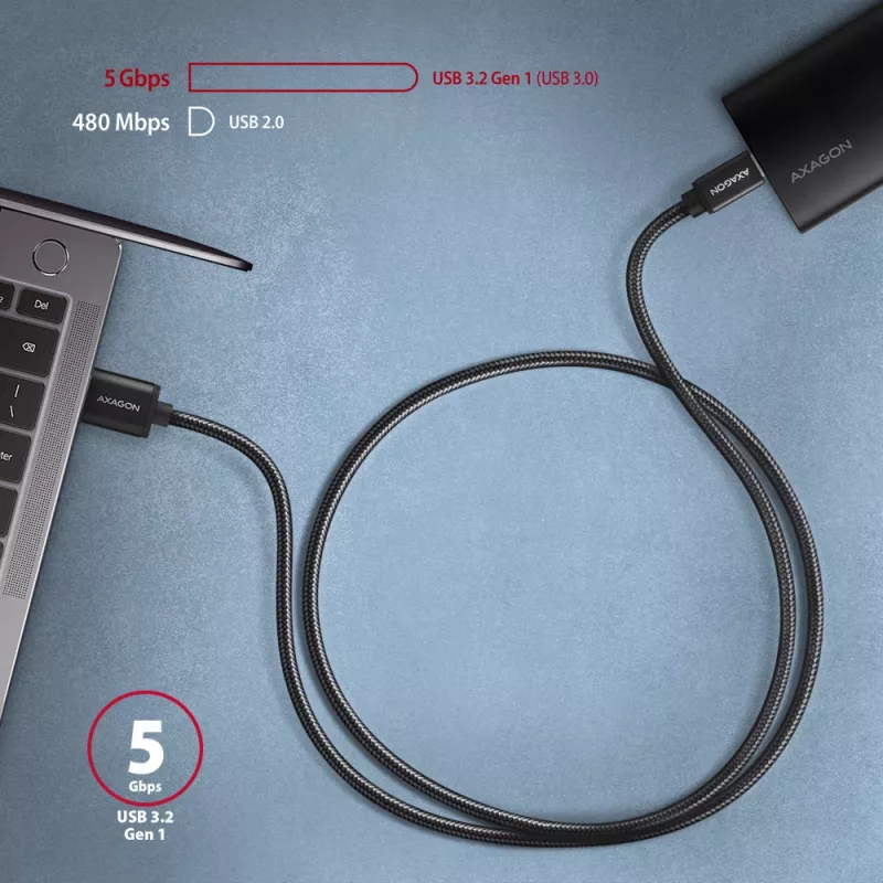 USB-kabel Axagon BUCM3-AM10AB USB 3.2 Gen 1 1 m USB C USB A zwart