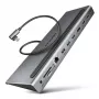 Dockingstation Axagon HMC-4KX3 USB-C 5Gbps-hub, 3x USB-A, 2x HDMI, DP, RJ-45, SD/microSD, audio, PD 100W, kabel 40cm