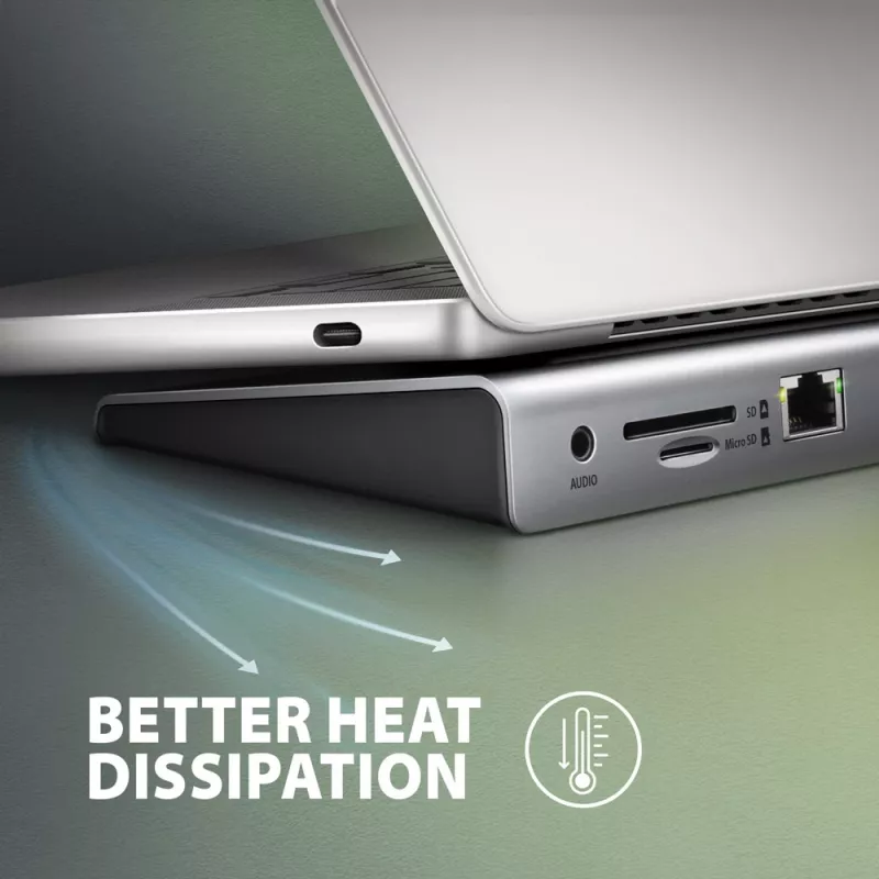 Dockingstation Axagon HMC-4KX3 USB-C 5Gbps-hub, 3x USB-A, 2x HDMI, DP, RJ-45, SD/microSD, audio, PD 100W, kabel 40cm