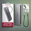 Dockingstation Axagon HMC-4KX3 USB-C 5Gbps-hub, 3x USB-A, 2x HDMI, DP, RJ-45, SD/microSD, audio, PD 100W, kabel 40cm