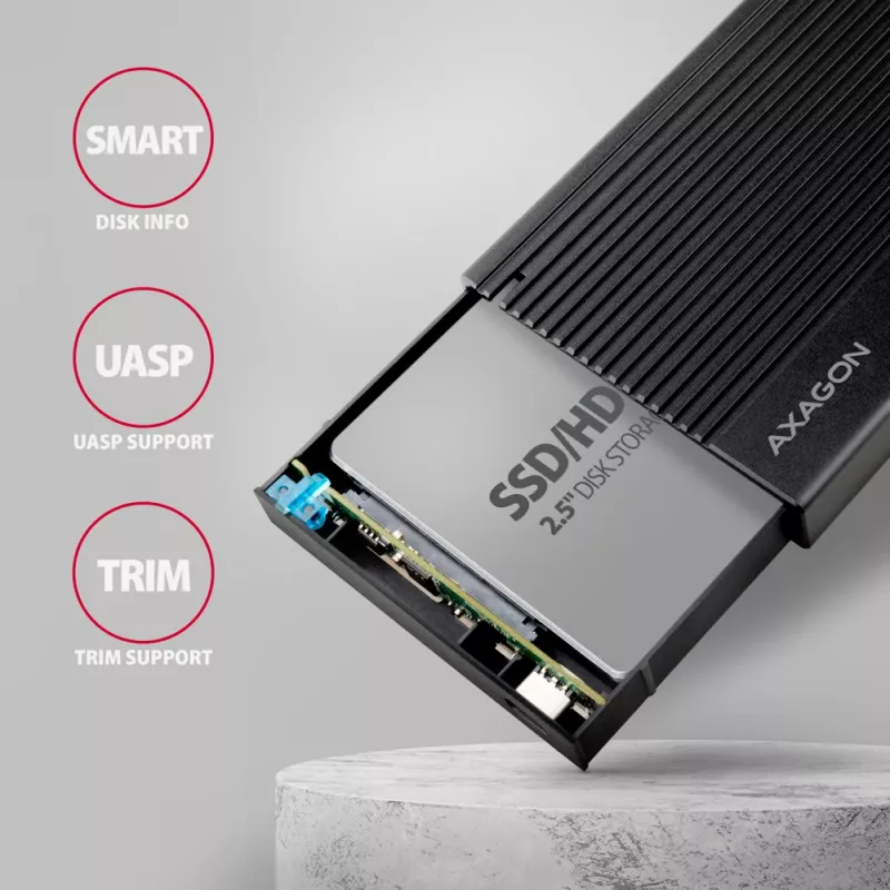 HDD/SSD-behuizing Axagon EE25-GTR USB-C 3.2 Gen 2 zwart 2,5 inch