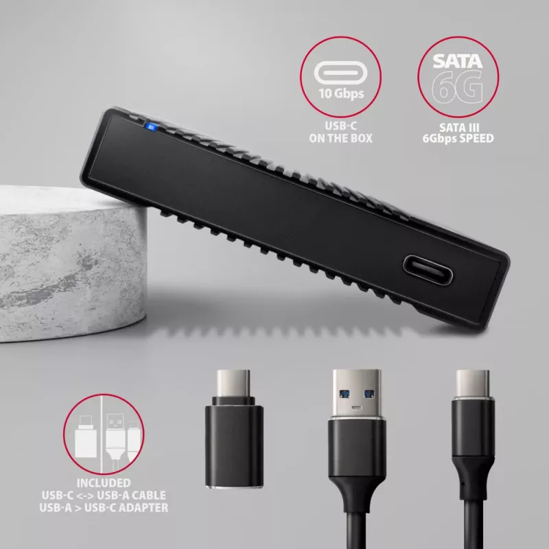HDD/SSD-behuizing Axagon EE25-GTR USB-C 3.2 Gen 2 zwart 2,5 inch