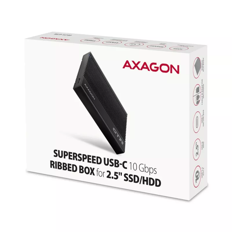 HDD/SSD-behuizing Axagon EE25-GTR USB-C 3.2 Gen 2 zwart 2,5 inch