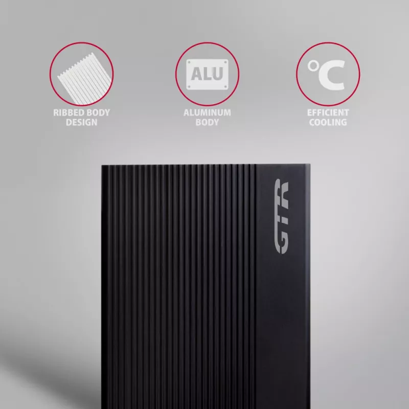 Axagon EE35-GTR USB-C 5Gbps - SATA 6G, 3.5 RIBBED box BLACK - USB Type-C HDD-behuizing 3,5 inch