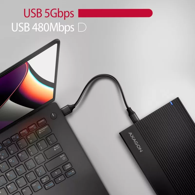 Axagon EE35-GTR USB-C 5Gbps - SATA 6G, 3.5 RIBBED box BLACK - USB Type-C HDD-behuizing 3,5 inch