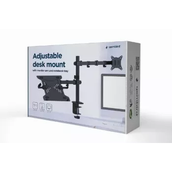 Monitorbeugel Gembird MA-DA-03 voor 32-inch schermen, tafelklem/doorvoer, dubbele arm, VESA 75x75–100x100, zwart
