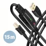 Axagon ADR-215B USB 2.0 A-M -> B-M actieve verbindings-/repeaterkabel 15 m
