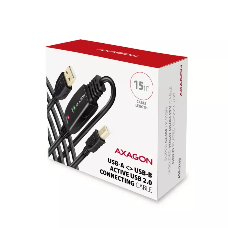 Axagon ADR-215B USB 2.0 A-M -> B-M actieve verbindings-/repeaterkabel 15 m