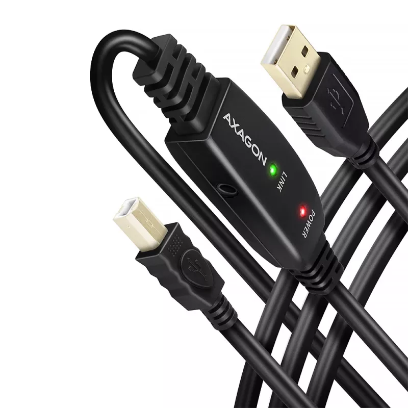 Axagon ADR-220B actieve USB 2.0 A-M -> B-M verbindings-/repeaterkabel 20 m