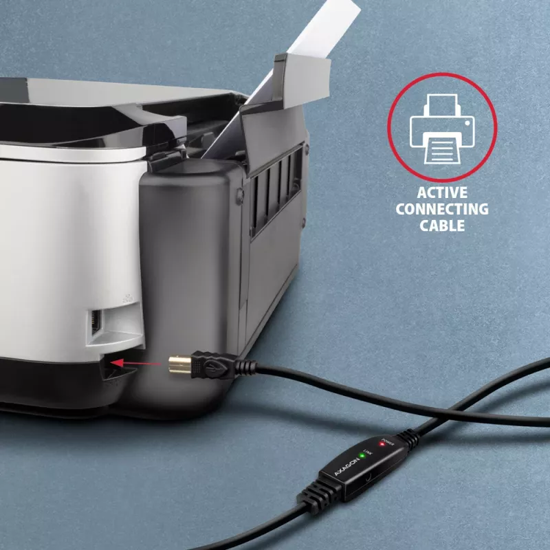 Axagon ADR-220B actieve USB 2.0 A-M -> B-M verbindings-/repeaterkabel 20 m