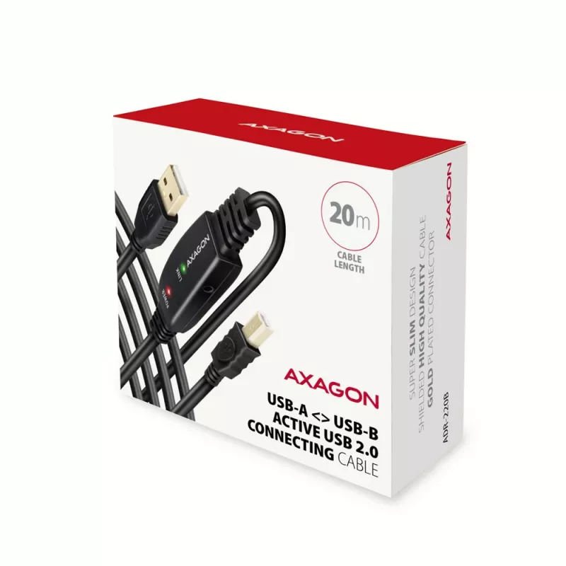 Axagon ADR-220B actieve USB 2.0 A-M -> B-M verbindings-/repeaterkabel 20 m