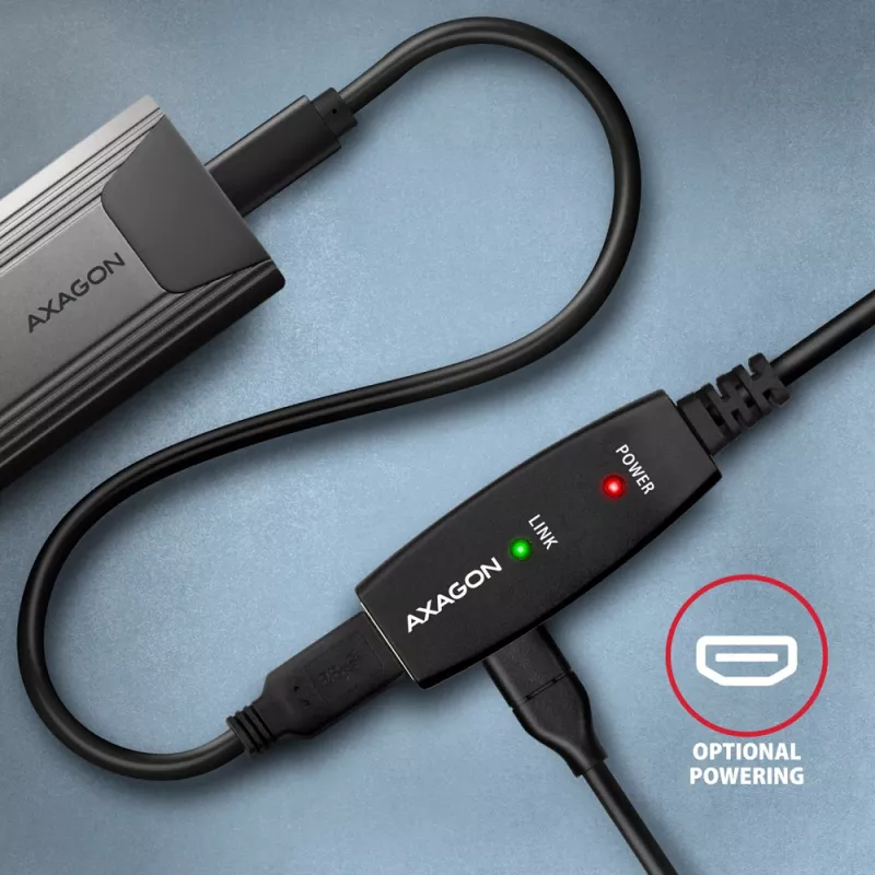 Axagon ADR-305 USB 3.2 Gen 1 A-M -> A-F actieve verleng-/repeaterkabel 5 m