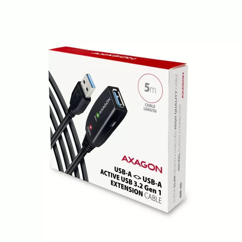 Axagon ADR-305 USB 3.2 Gen 1 A-M -> A-F actieve verleng-/repeaterkabel 5 m