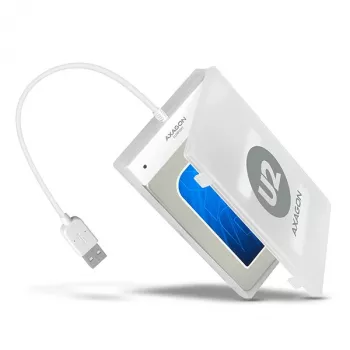 Axagon ADSA-1S USB 2.0 - 2.5 inch HDD SATA, HDD/SSD-behuizing, 2.5 inch, Serial ATA, Serial ATA II, Serial ATA III, 0.48 Gbit/s, USB-aansluiting, wit