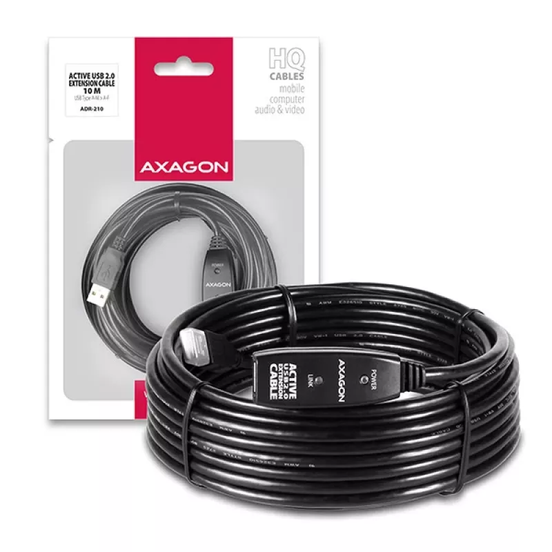 Axagon ADR-210 USB 2.0 A-M -> A-F actieve verleng-/repeaterkabel 10 m