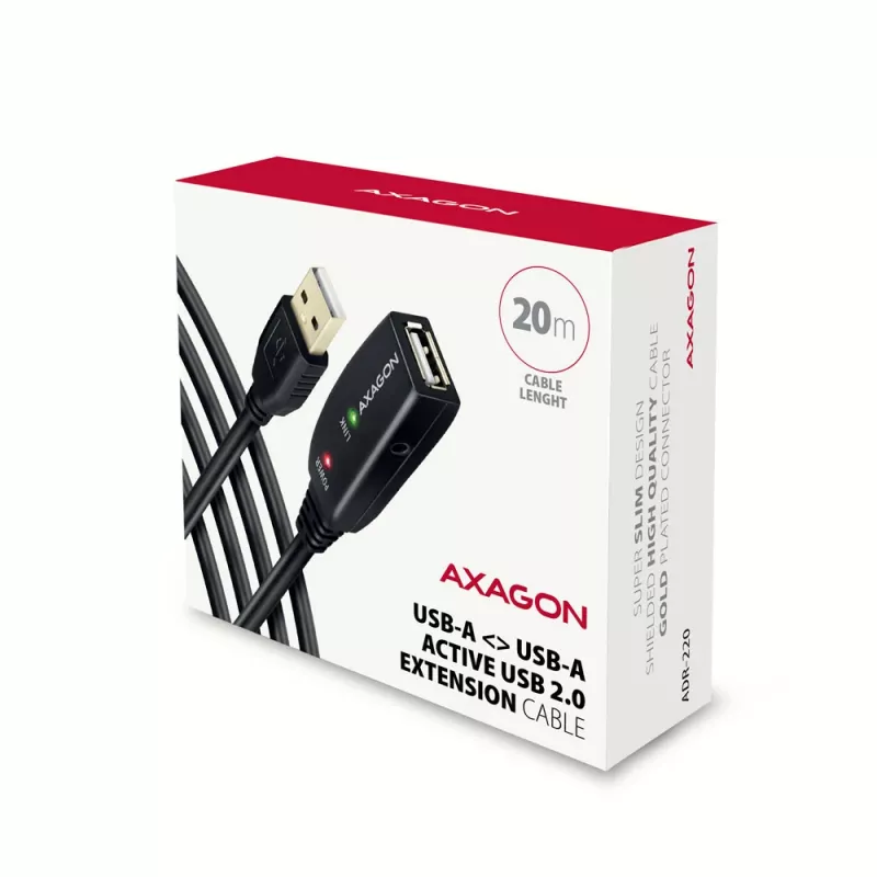 Axagon ADR-220 USB 2.0 A-M -> A-F actieve verleng-/repeaterkabel 20 m