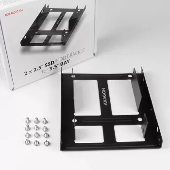 Axagon RHD-225 METAL houder voor 2x 2,5 inch HDD/SSD in 3,5 inch inbouwvak, ventilatorhouder