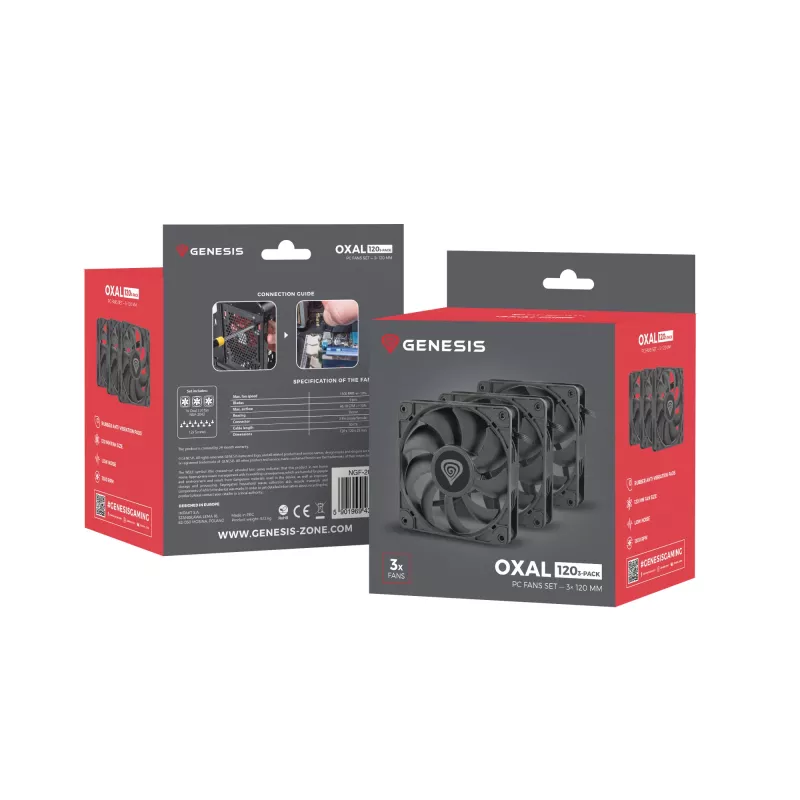 GENESIS Oxal 120 computercase ventilator 12 cm zwart 3 stuks