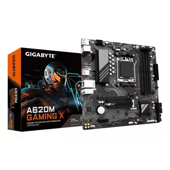 GIGABYTE A620M GAMING X moederbord – ondersteunt AMD Ryzen 8000 CPU's, 8+2+1 fasen digitaal VRM, tot 8000 MHz DDR5 (OC), 1x PCIe 4.0 M.2, GbE LAN, USB 3.2 Gen 2