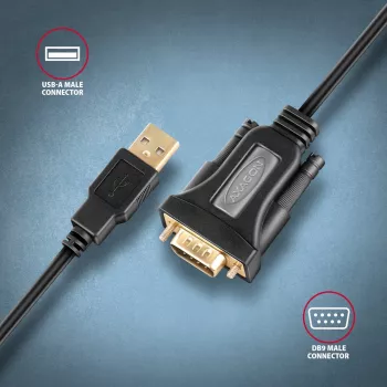 Axagon ADS-1PQN USB-A 2.0 - serieel RS-232 DB9-M FTDI-adapterkabel