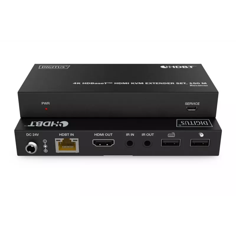 DIGITUS HDBaseT KVM Extender Set - 150m 4K/60Hz USB 1.1 PoC IR zwart
