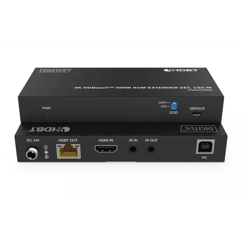 DIGITUS HDBaseT KVM Extender Set - 150m 4K/60Hz USB 1.1 PoC IR zwart