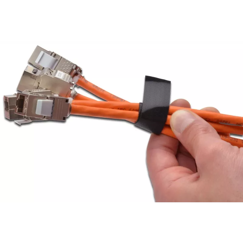 DIGITUS klittenband, 20 mm breed voor gestructureerde bekabeling 10-m-rol, kleur zwart